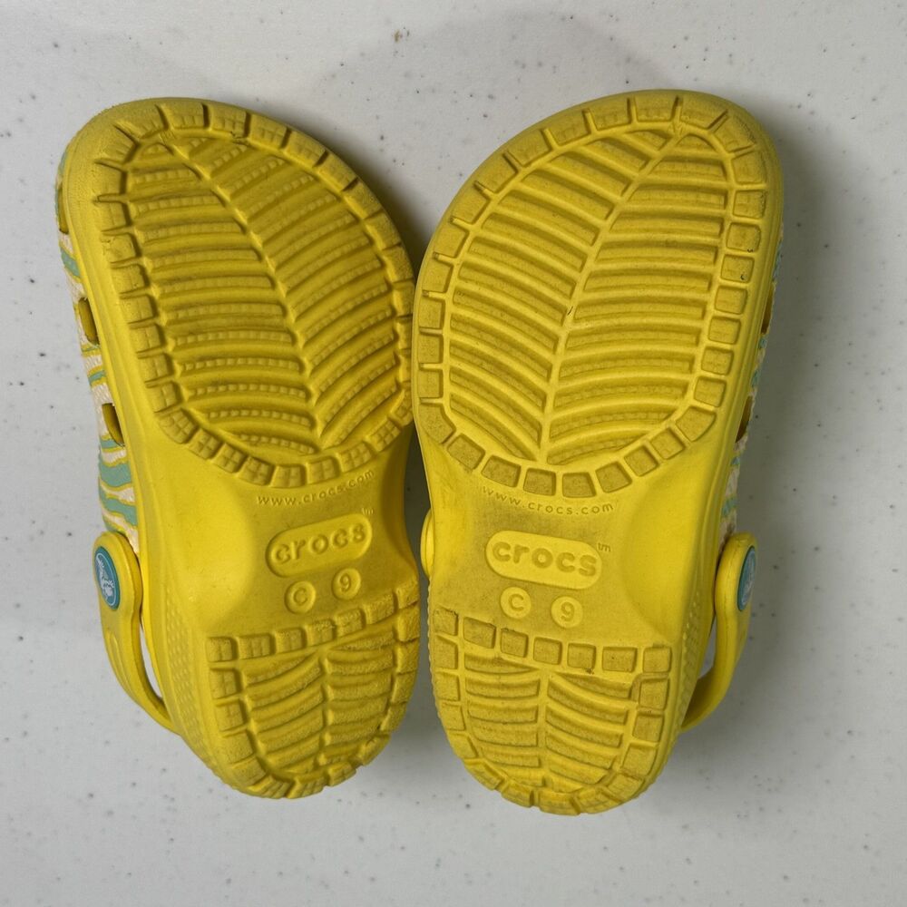Crocs Shoes Yellow Size Child 9 Clog Sandals Unisex Kids Jibbitz Zebra Animal - Picture 7 of 8